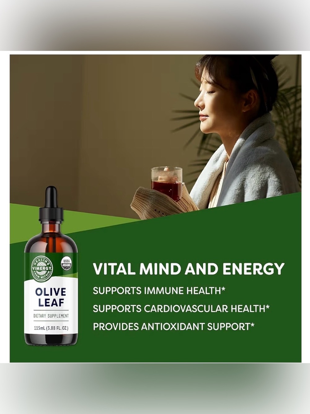 1.  Pure Olive Leaf Liquid Drops – Source of antioxidants - Gluten-Free